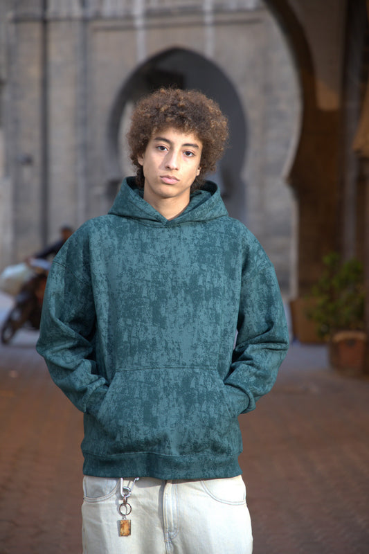 Hoodie Vert Olive avec Scratch / Moroccan by soul. Proud by nature